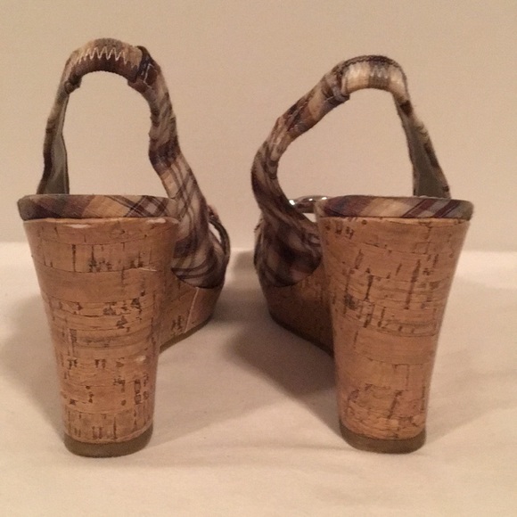 EUC American Eagle Plaid Wedge Sandals Sz7 - Picture 3 of 8